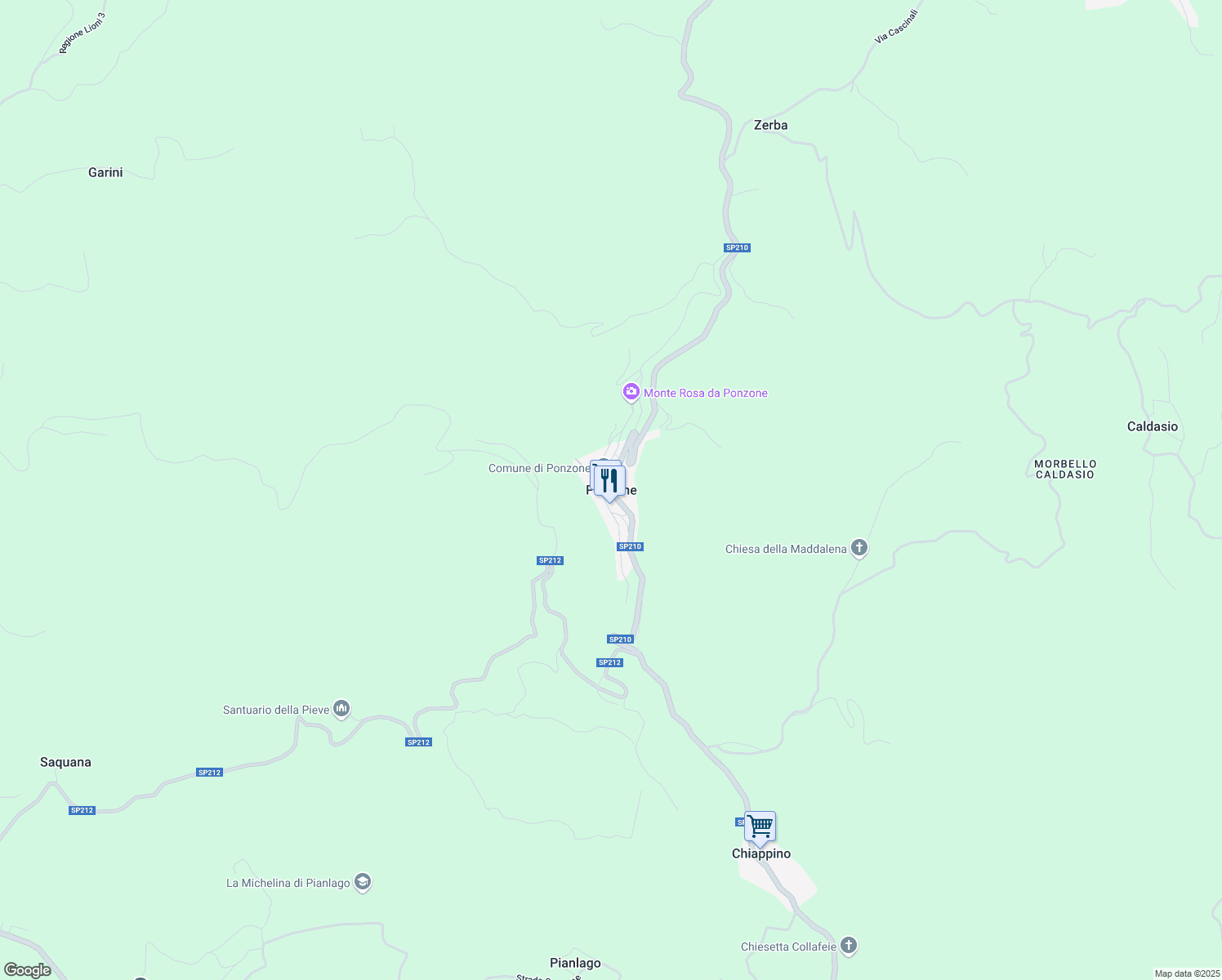 map of restaurants, bars, coffee shops, grocery stores, and more near in Ponzone