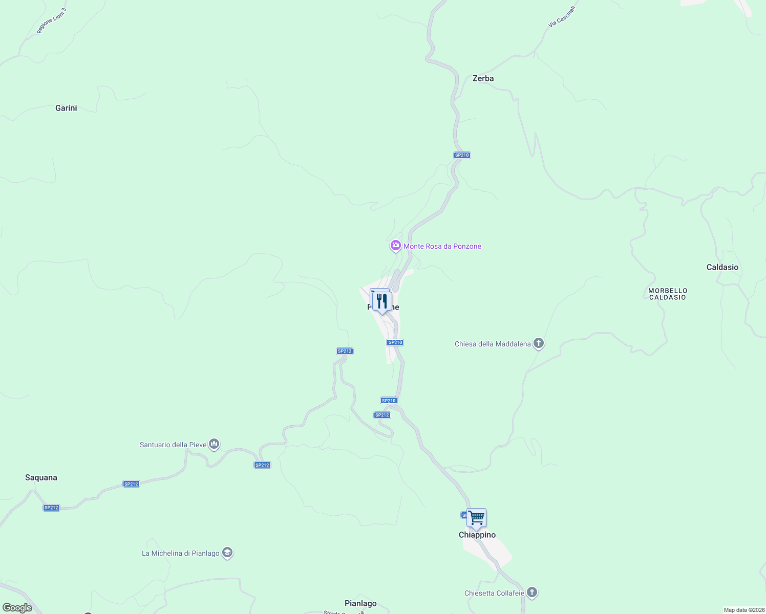 map of restaurants, bars, coffee shops, grocery stores, and more near in Ponzone