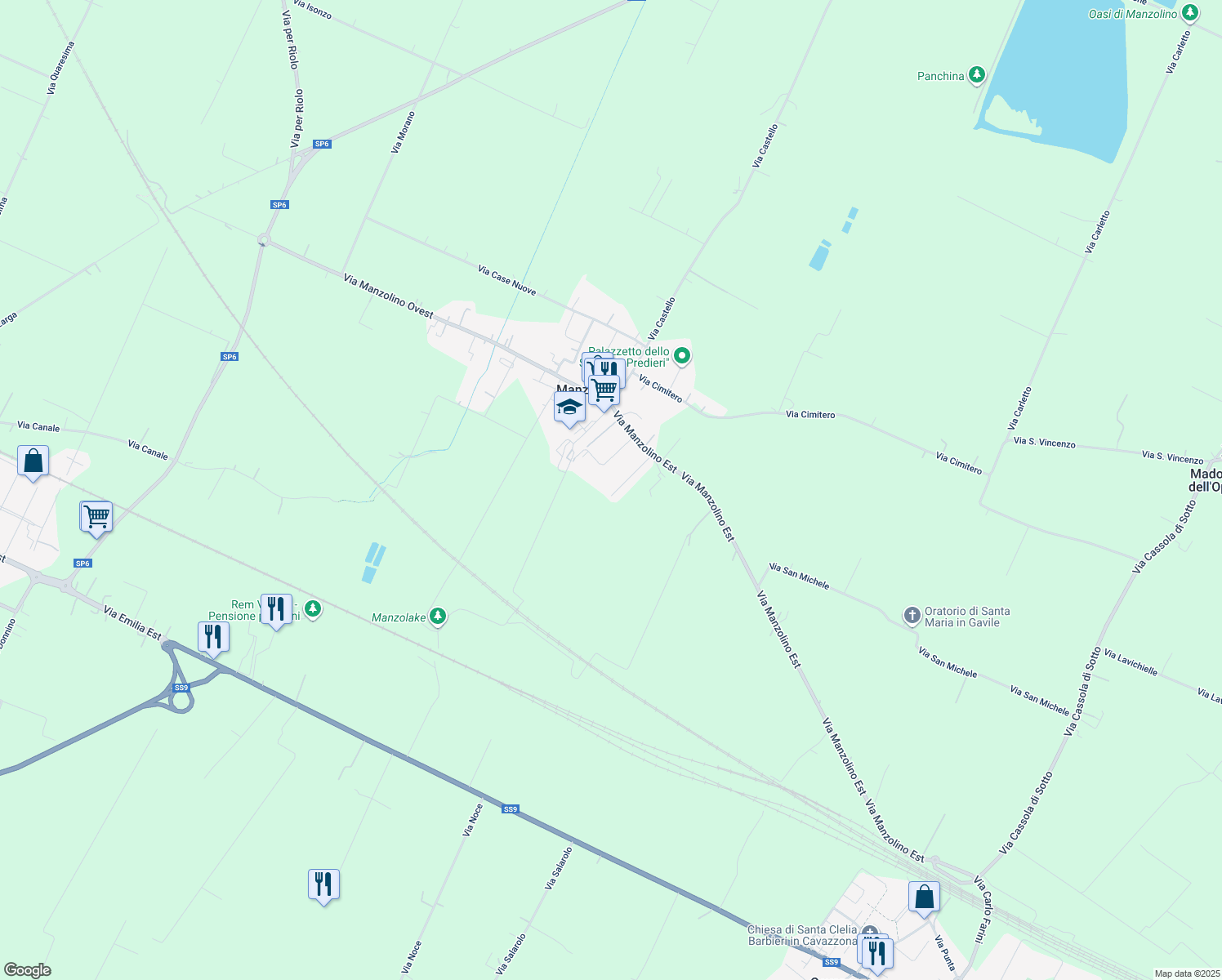 map of restaurants, bars, coffee shops, grocery stores, and more near 48 Via Madre Teresa di Calcutta in Provincia di Modena