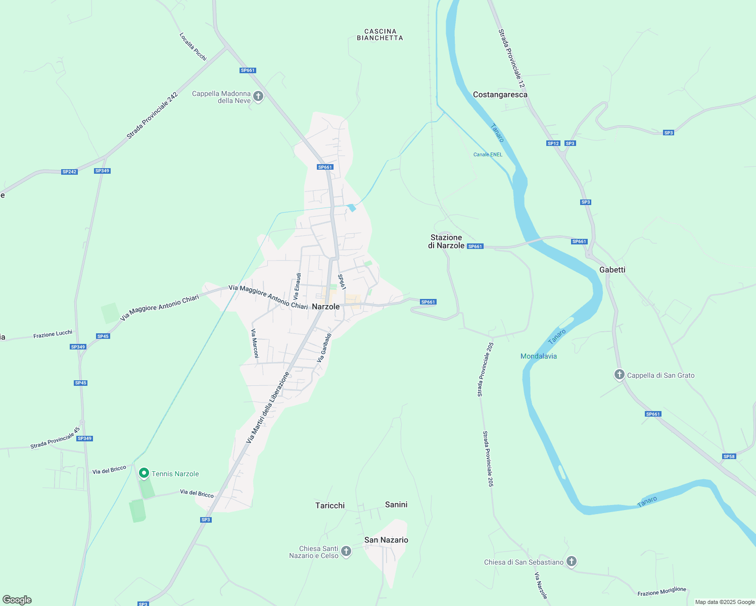 map of restaurants, bars, coffee shops, grocery stores, and more near Piazza Giuseppe Alessandria in Narzole