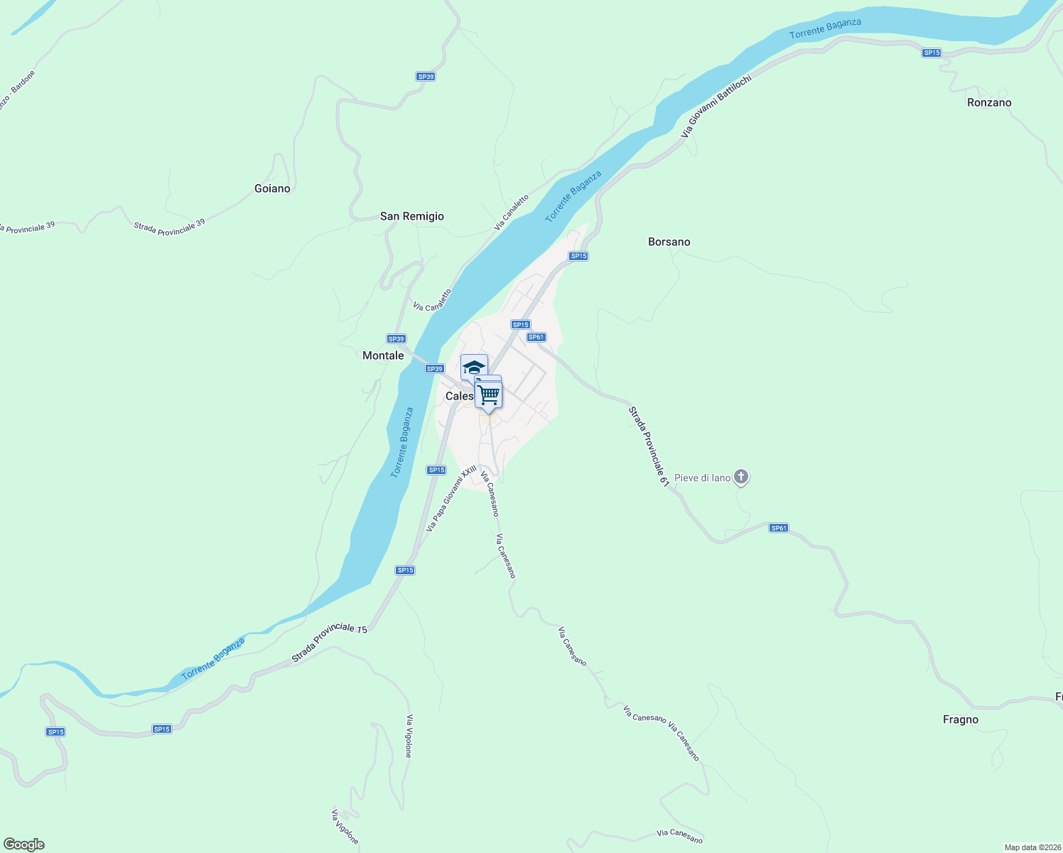 map of restaurants, bars, coffee shops, grocery stores, and more near 3 Via Antonio Vivaldi in Calestano