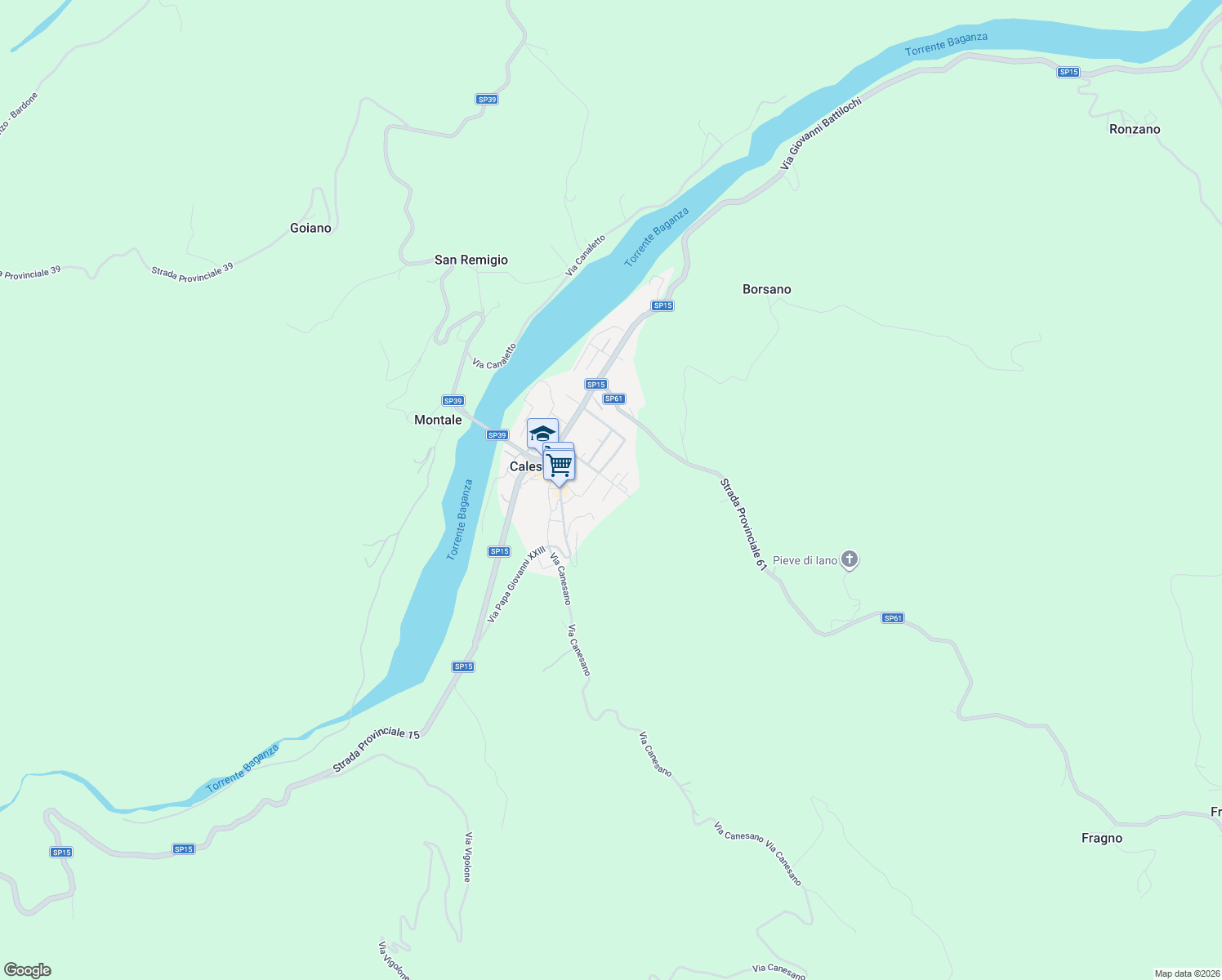 map of restaurants, bars, coffee shops, grocery stores, and more near 3 Via Antonio Vivaldi in Calestano