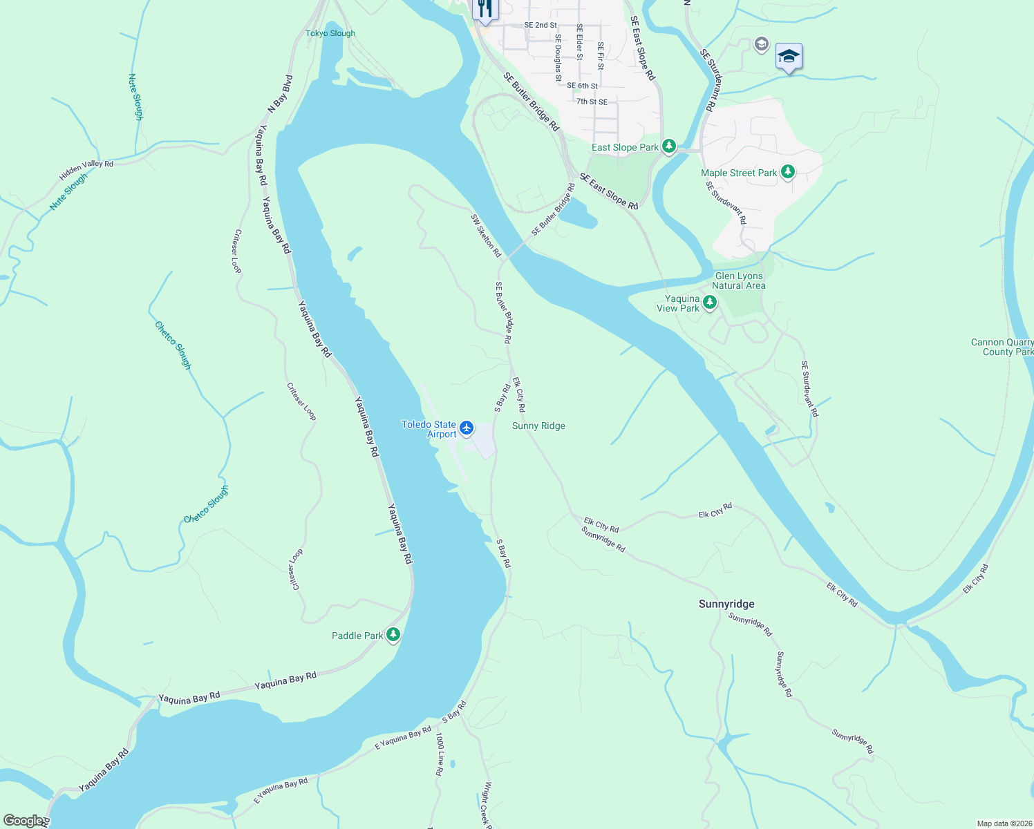 map of restaurants, bars, coffee shops, grocery stores, and more near 350-576 Elk City Road in Toledo