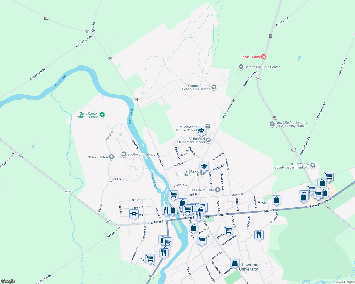map of restaurants, bars, coffee shops, grocery stores, and more near 35 Woods Dr in Canton