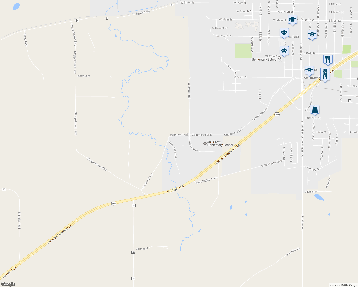 map of restaurants, bars, coffee shops, grocery stores, and more near 1324 Linwood Road in Belle Plaine