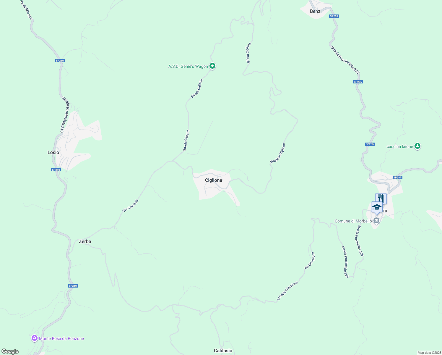 map of restaurants, bars, coffee shops, grocery stores, and more near 71 Frazione Ciglione in Ciglione