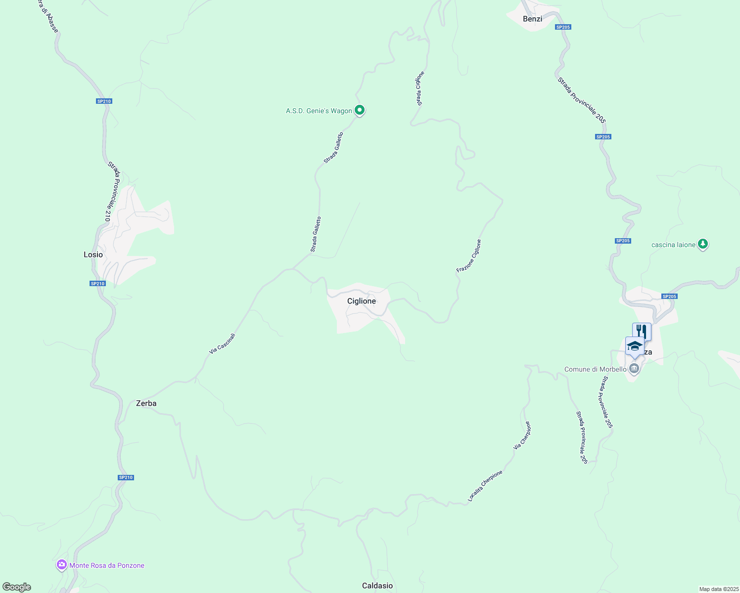 map of restaurants, bars, coffee shops, grocery stores, and more near 71 Frazione Ciglione in Ciglione