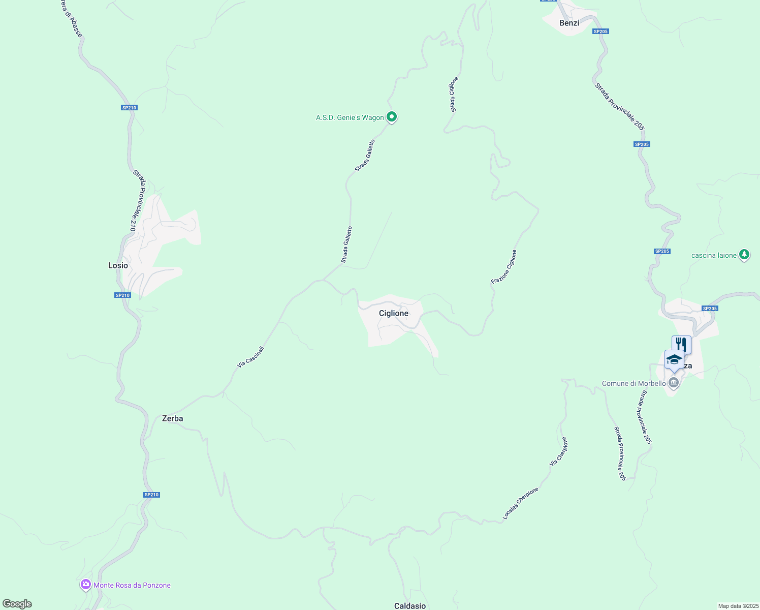 map of restaurants, bars, coffee shops, grocery stores, and more near 89 Frazione Ciglione in Ciglione