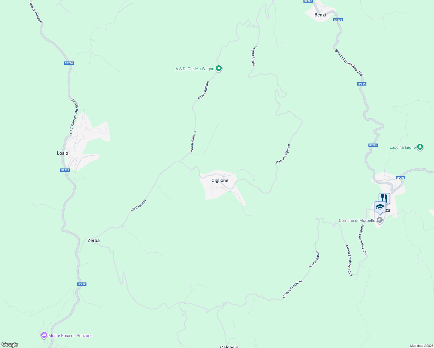map of restaurants, bars, coffee shops, grocery stores, and more near 89 Frazione Ciglione in Ciglione