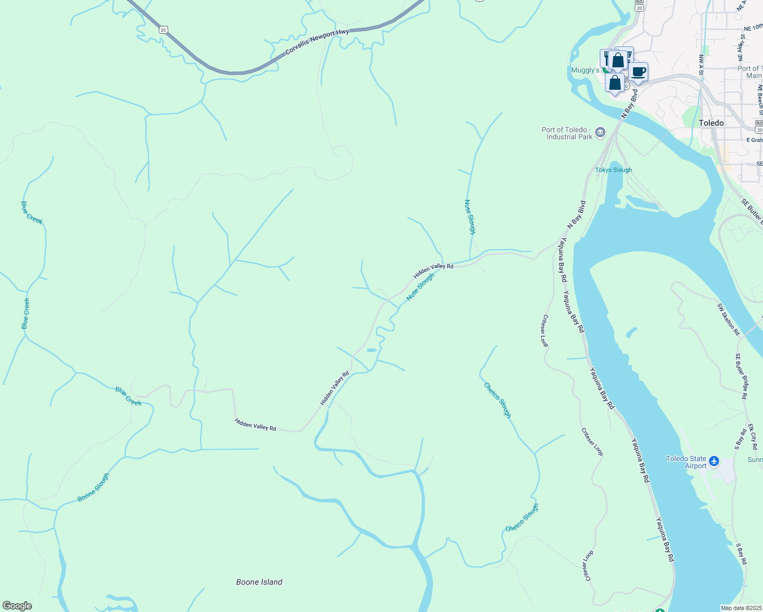 map of restaurants, bars, coffee shops, grocery stores, and more near 1347 Hidden Valley Road in Toledo