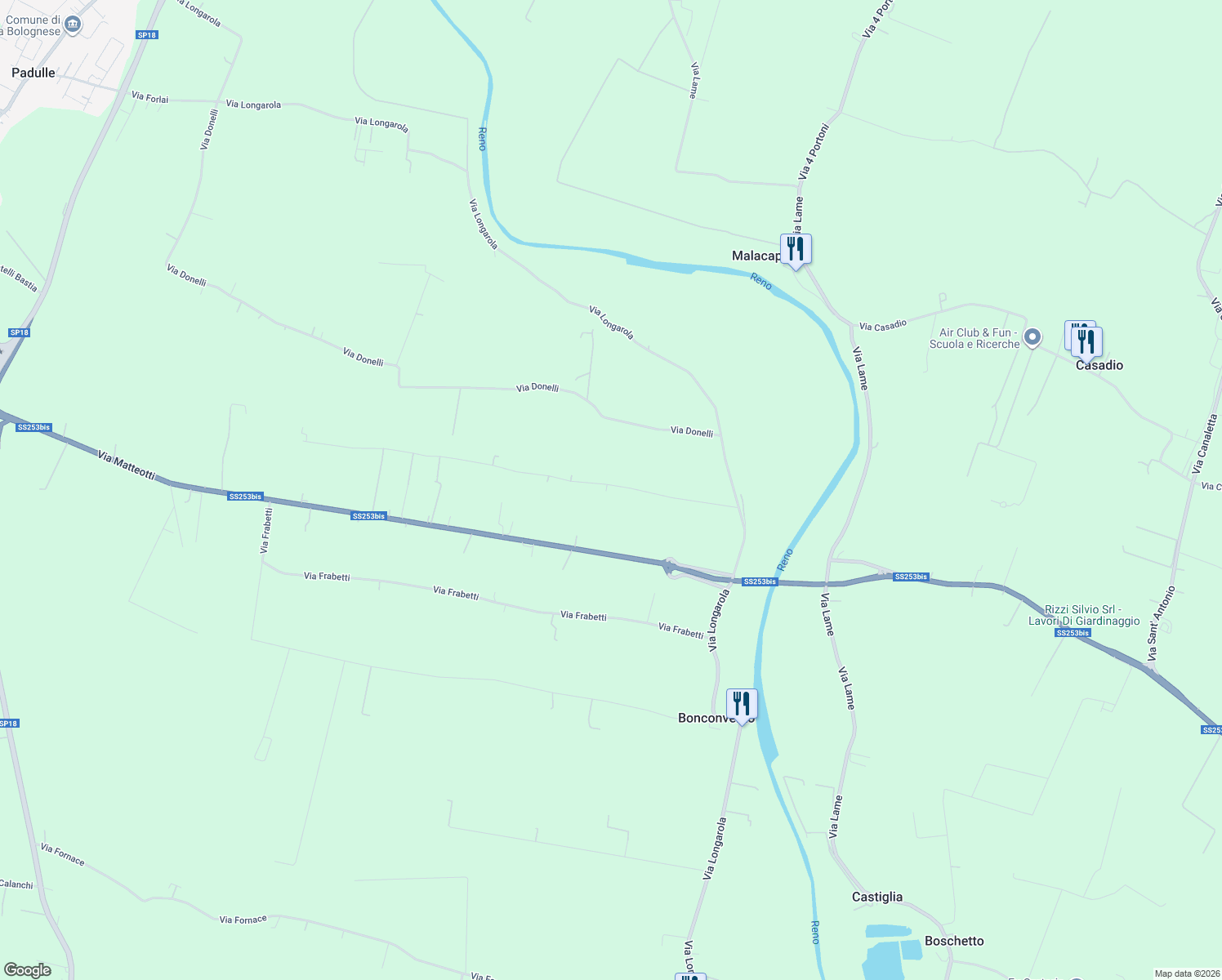 map of restaurants, bars, coffee shops, grocery stores, and more near 1 a Via Gatti in Città Metropolitana di Bologna