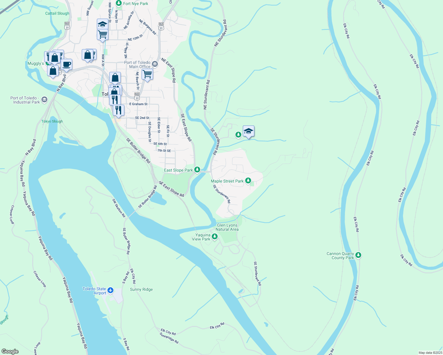map of restaurants, bars, coffee shops, grocery stores, and more near 1518 SE Ammon Rd in Toledo