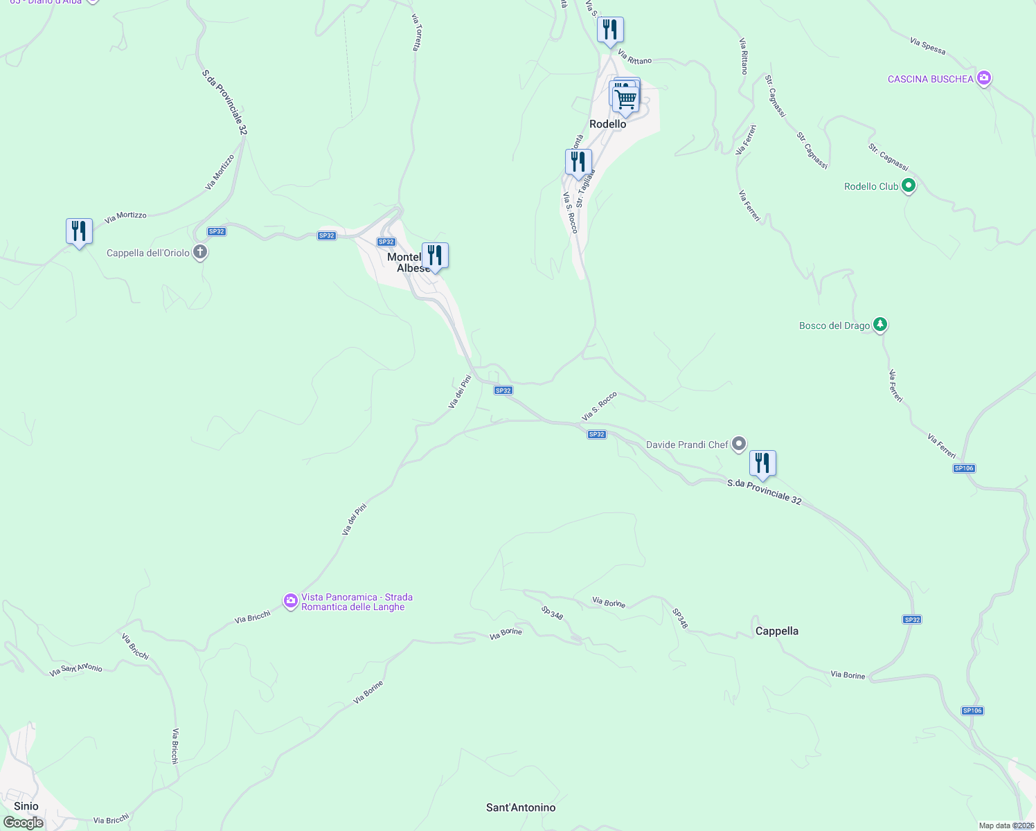 map of restaurants, bars, coffee shops, grocery stores, and more near 14Bis Via Ballerina in Cuneo