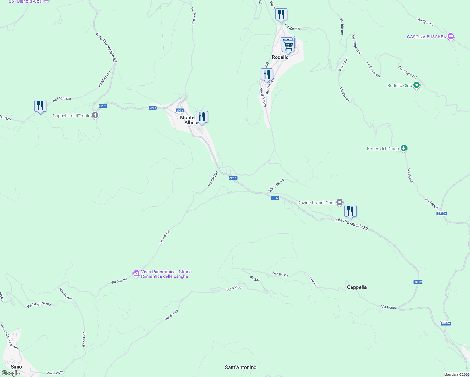 map of restaurants, bars, coffee shops, grocery stores, and more near 14Bis Via Ballerina in Provincia di Cuneo