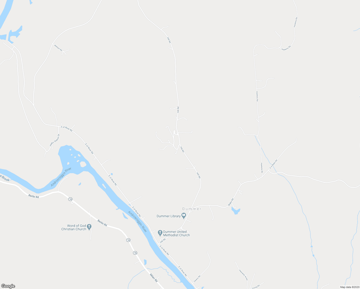 map of restaurants, bars, coffee shops, grocery stores, and more near 23 Sewell Lary Hill Road in Dummer