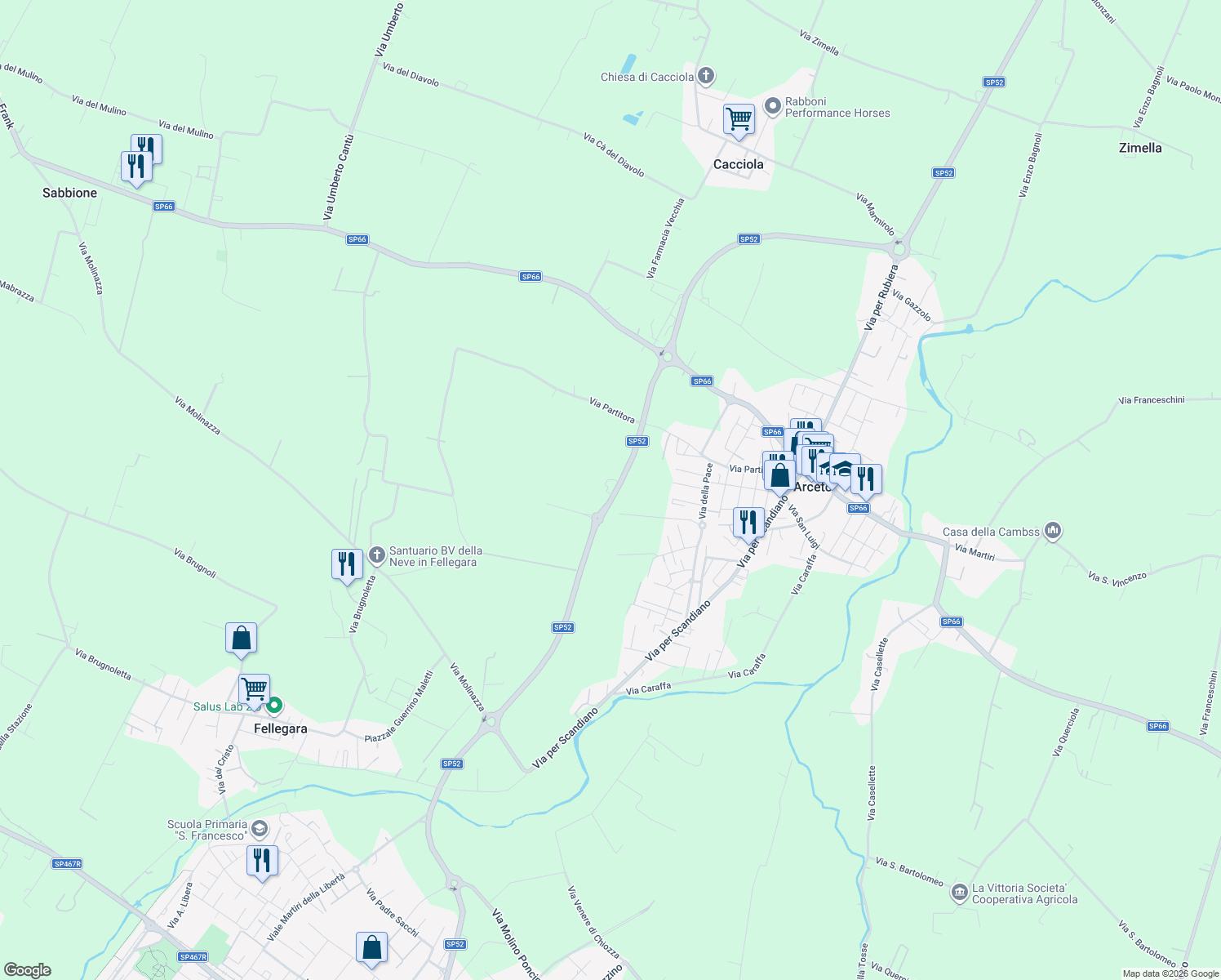 map of restaurants, bars, coffee shops, grocery stores, and more near 1 Via 11 settembre 2001 in Scandiano