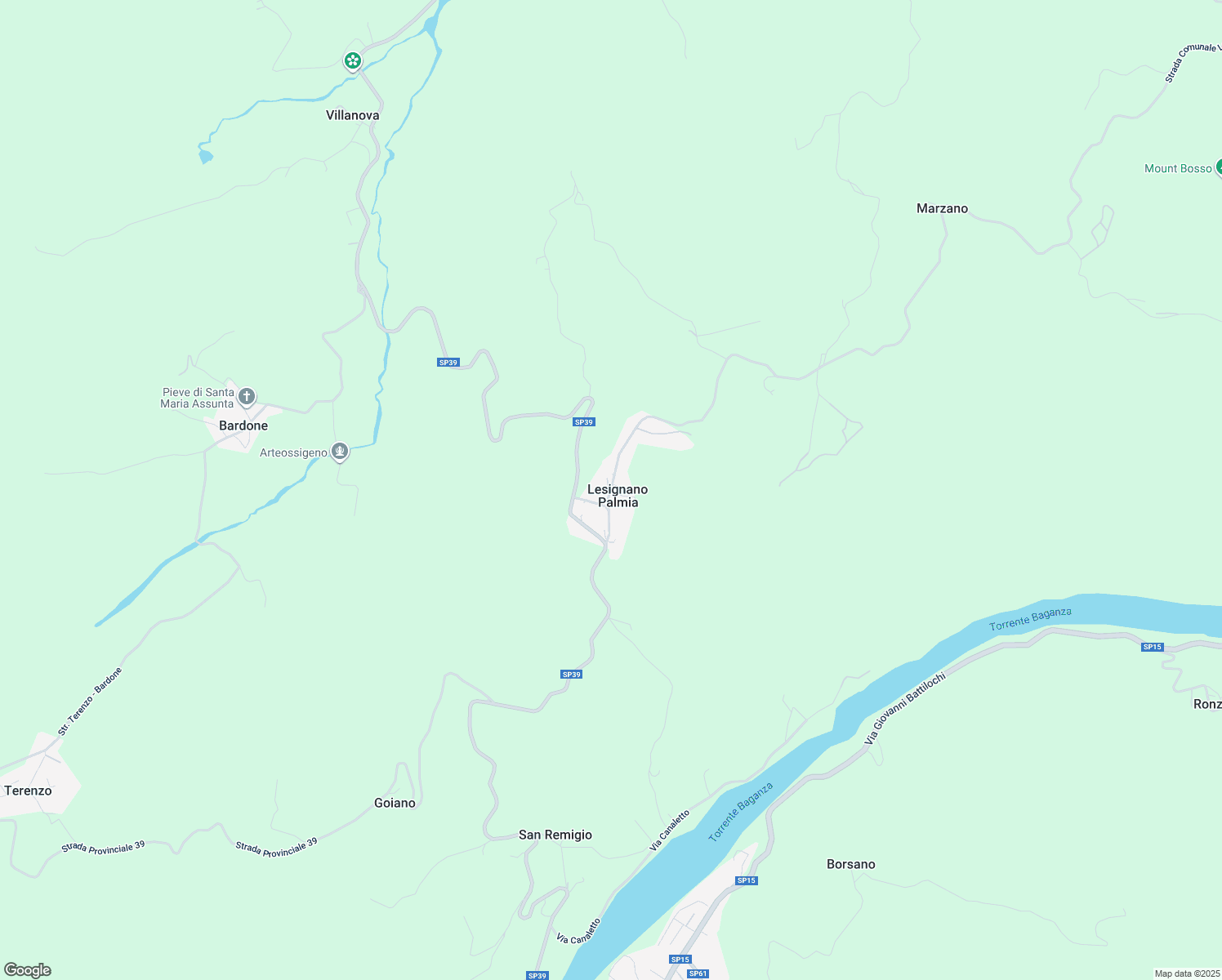 map of restaurants, bars, coffee shops, grocery stores, and more near 34 Strada della Borgata in Lesignano Palmia