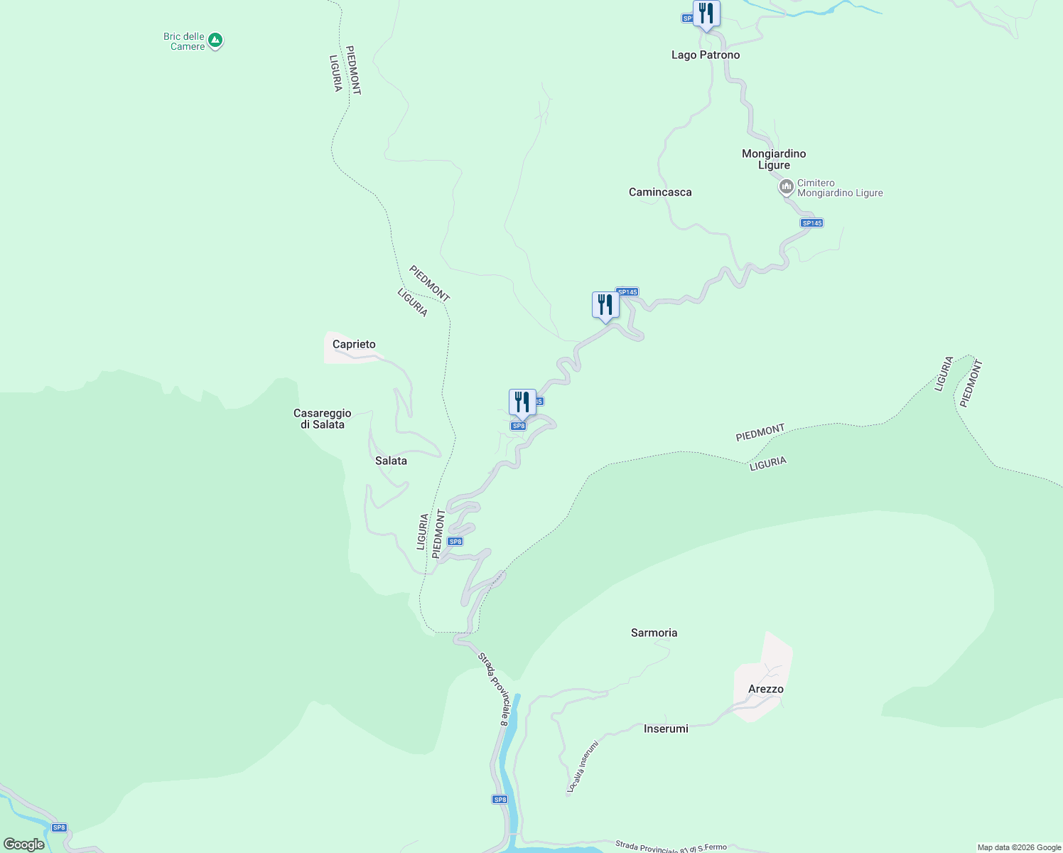 map of restaurants, bars, coffee shops, grocery stores, and more near 41 Frazione Salata in Provincia di Alessandria
