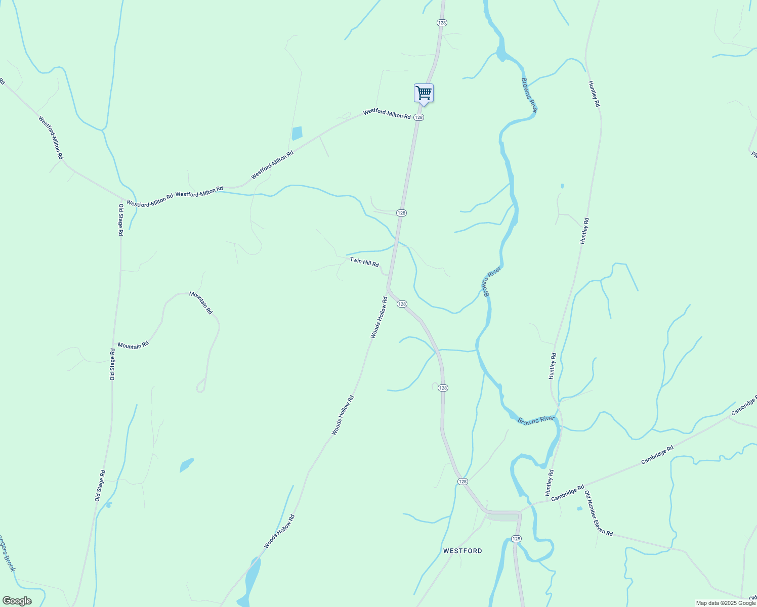 map of restaurants, bars, coffee shops, grocery stores, and more near 851 Woods Hollow Road in Westford
