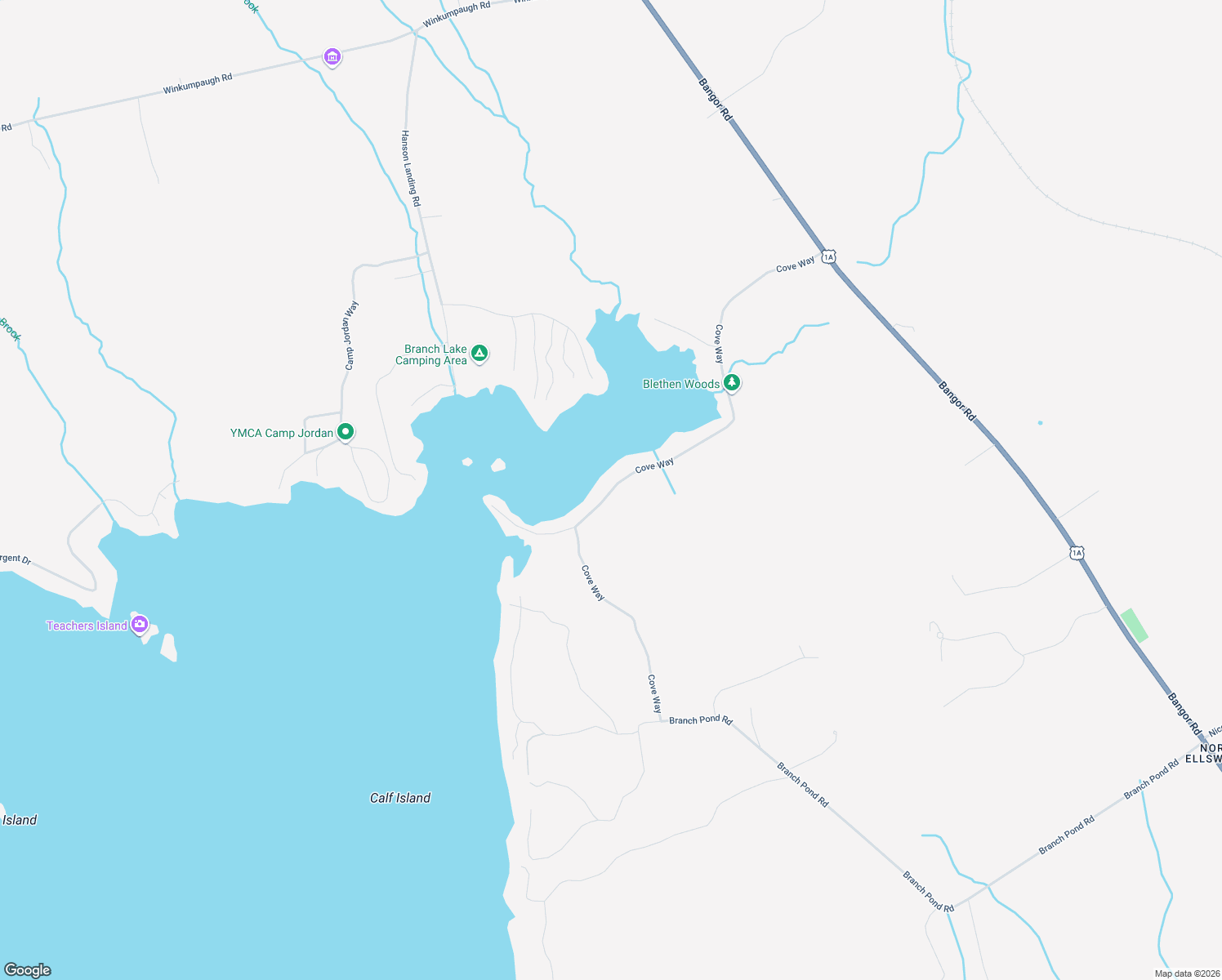 map of restaurants, bars, coffee shops, grocery stores, and more near 200 Cove Way in Ellsworth
