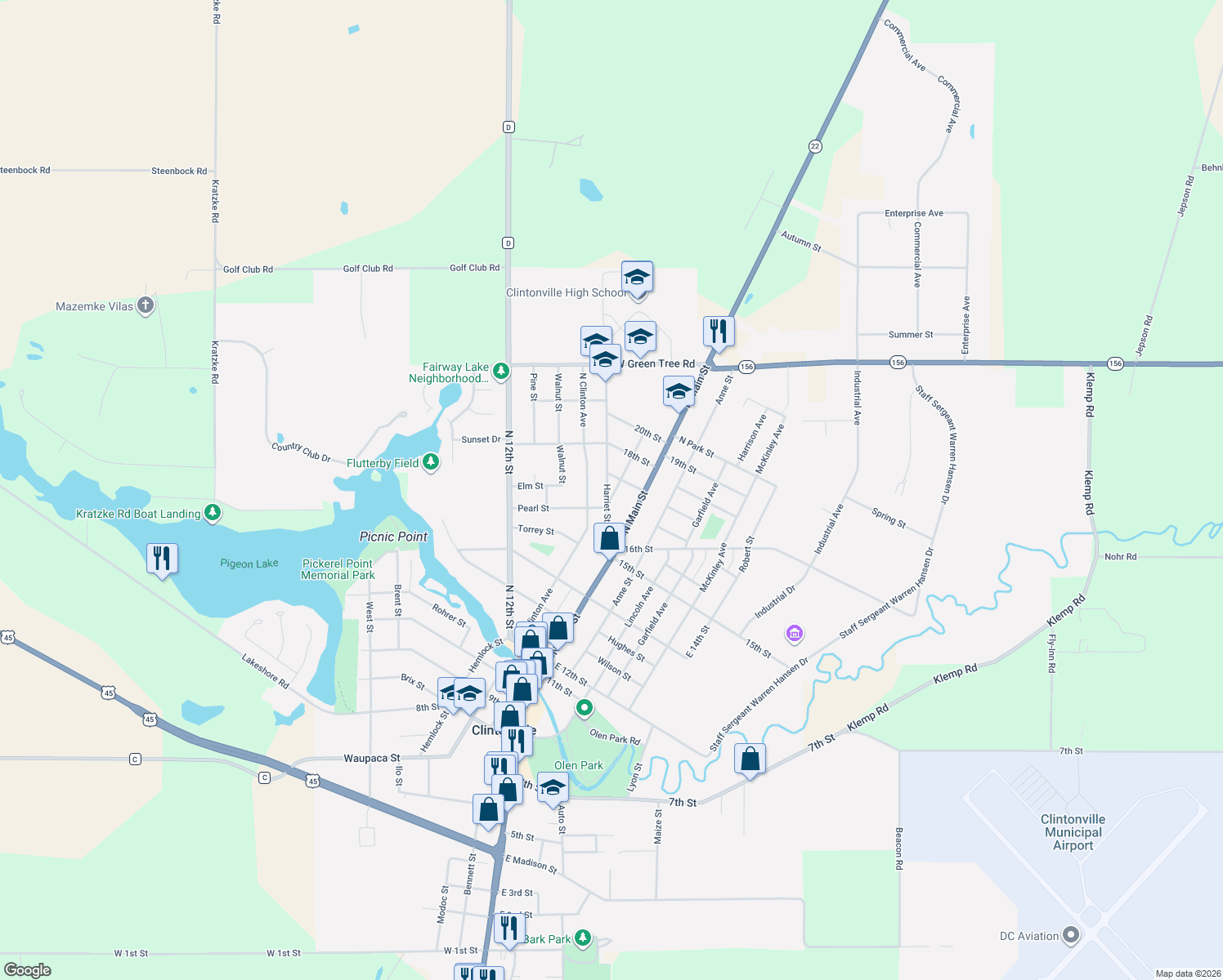 map of restaurants, bars, coffee shops, grocery stores, and more near 159 Motor St in Clintonville