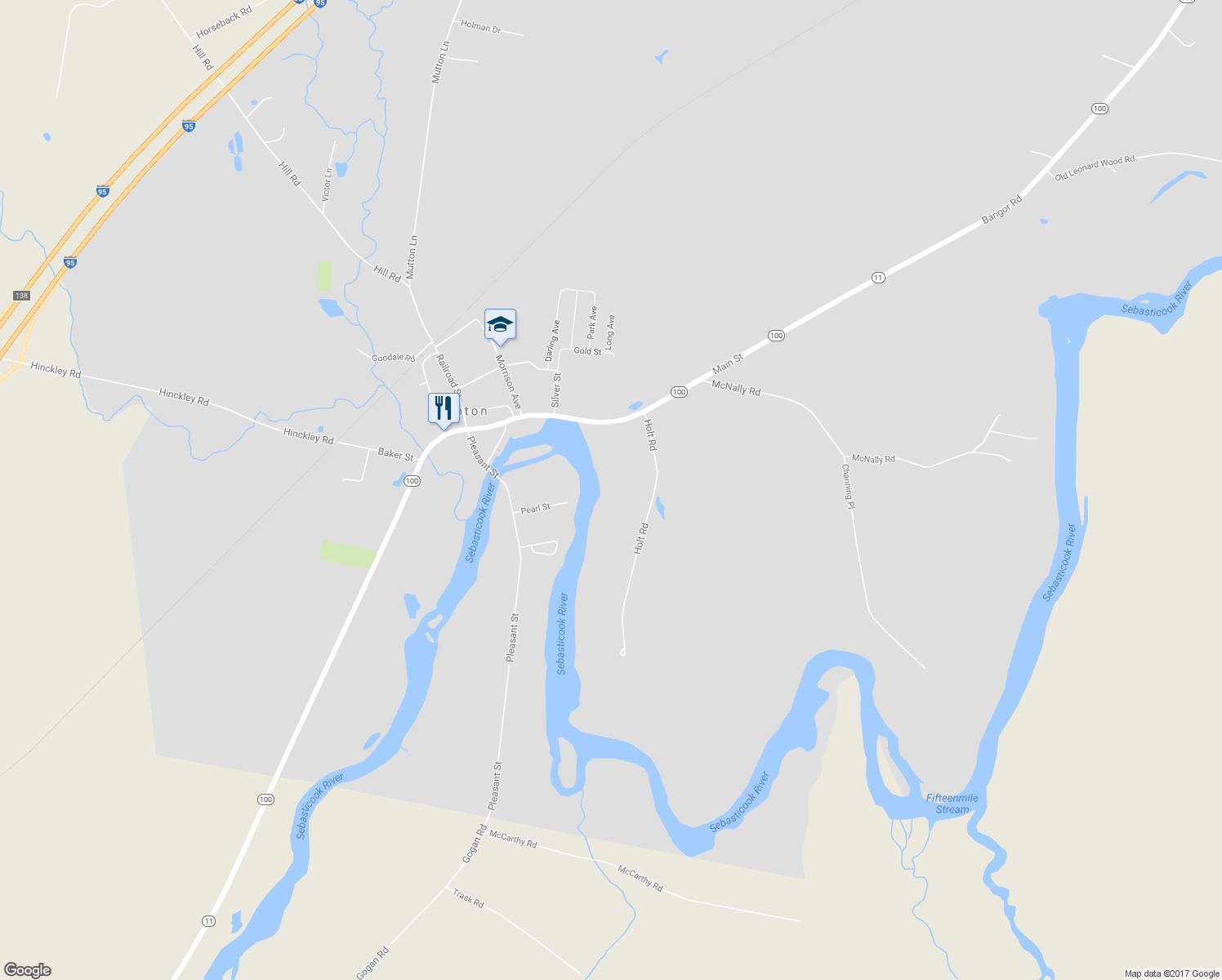 map of restaurants, bars, coffee shops, grocery stores, and more near 31 Pearl Street in Clinton