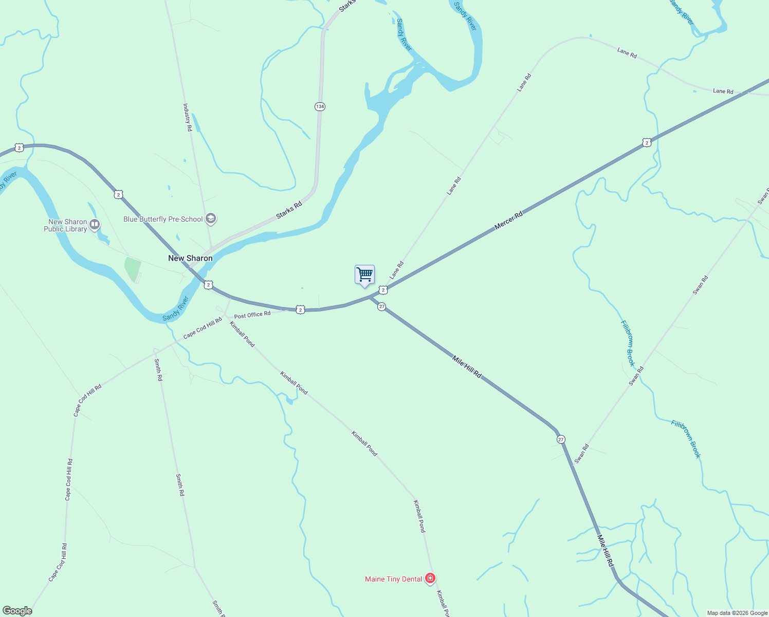 map of restaurants, bars, coffee shops, grocery stores, and more near 251 Mile Hill Road in New Sharon