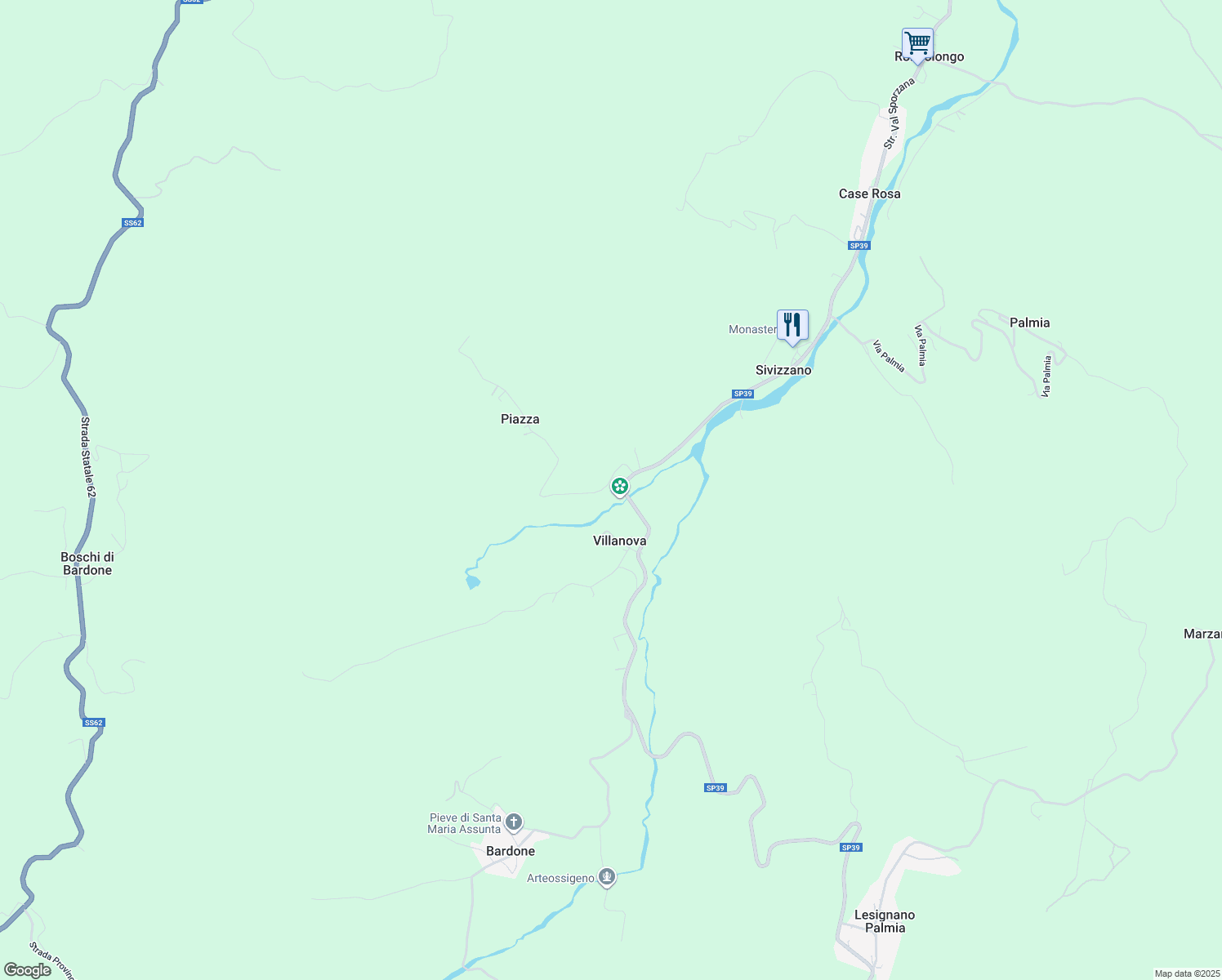 map of restaurants, bars, coffee shops, grocery stores, and more near 234 Strada Val Sporzana in Case Borgheggiani
