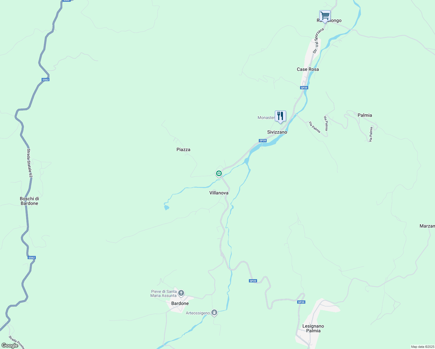 map of restaurants, bars, coffee shops, grocery stores, and more near 234 Strada Val Sporzana in Case Borgheggiani