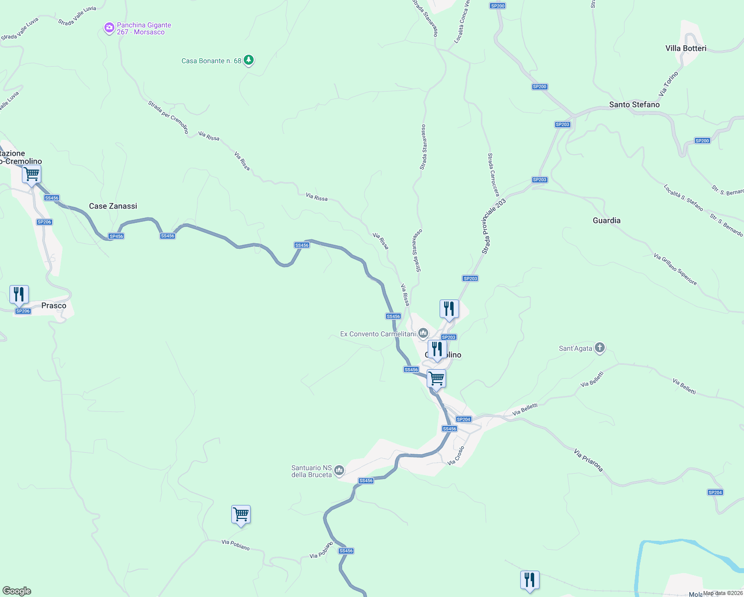 map of restaurants, bars, coffee shops, grocery stores, and more near 21 Via Piazze in Provincia di Alessandria
