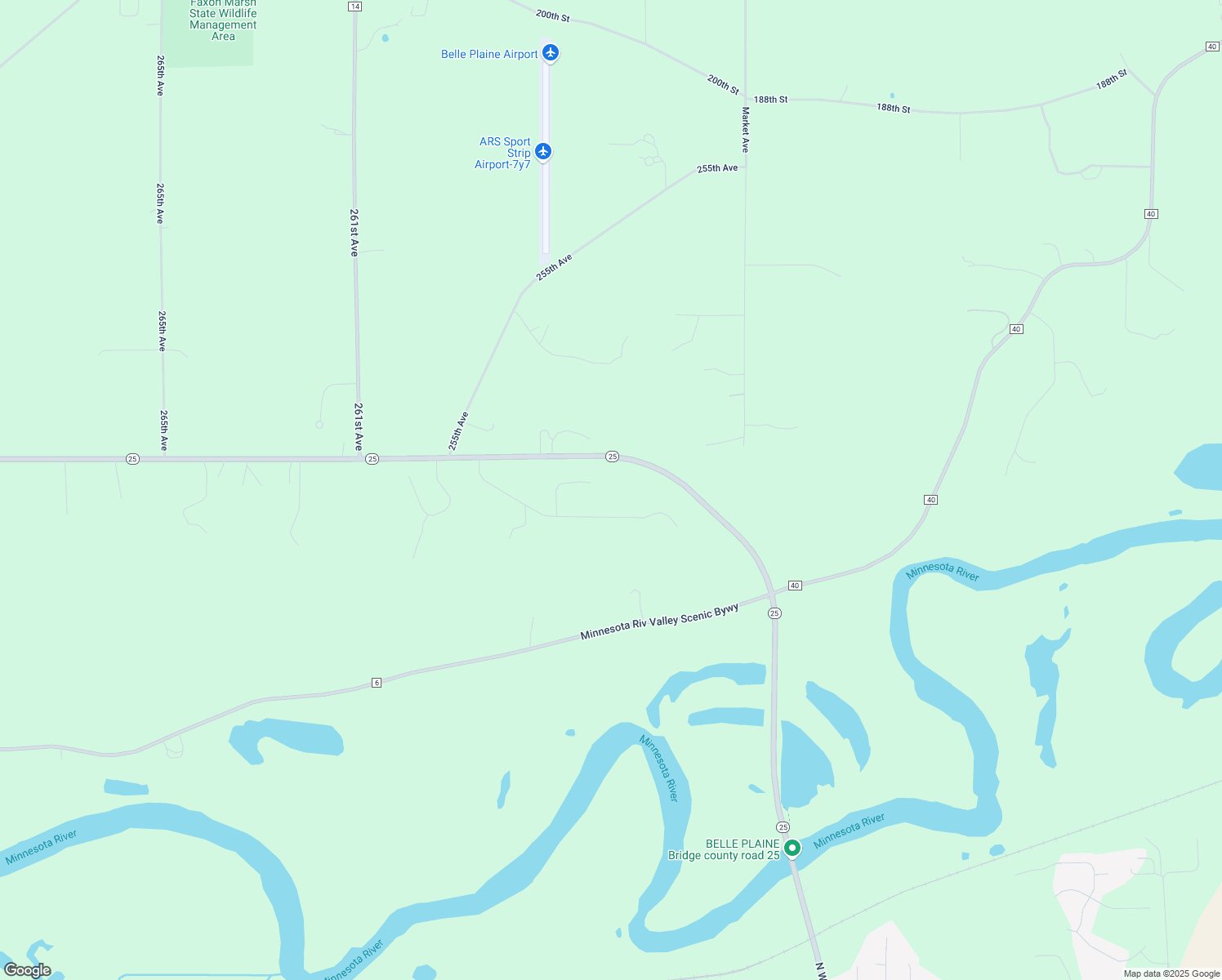 map of restaurants, bars, coffee shops, grocery stores, and more near 20702 Hillcrest Lane in Belle Plaine