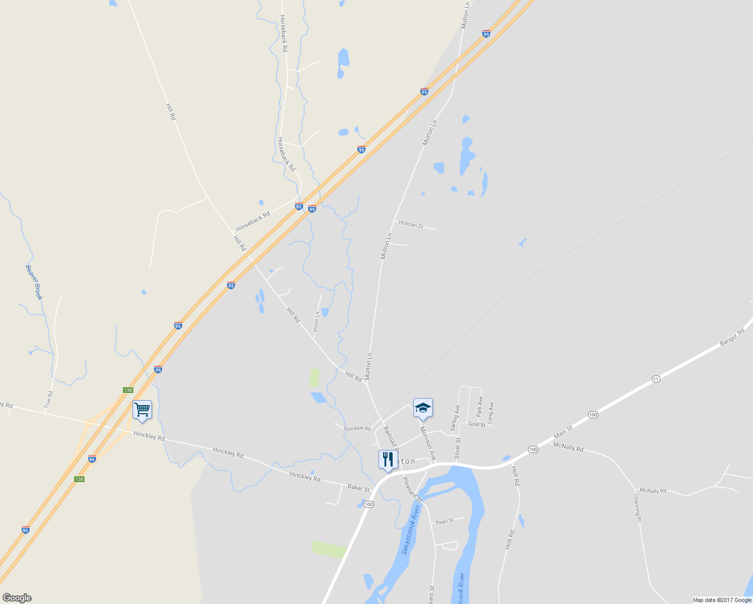 map of restaurants, bars, coffee shops, grocery stores, and more near 76 Mutton Lane in Clinton