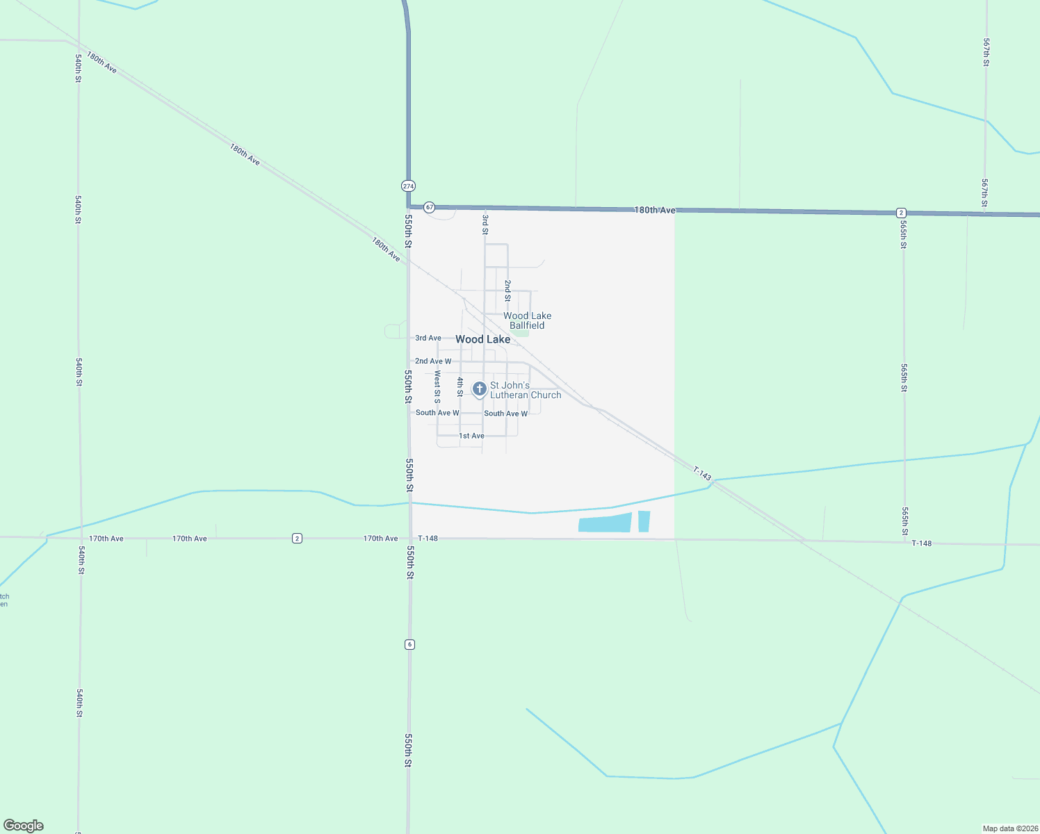 map of restaurants, bars, coffee shops, grocery stores, and more near 41 South Avenue West in Wood Lake