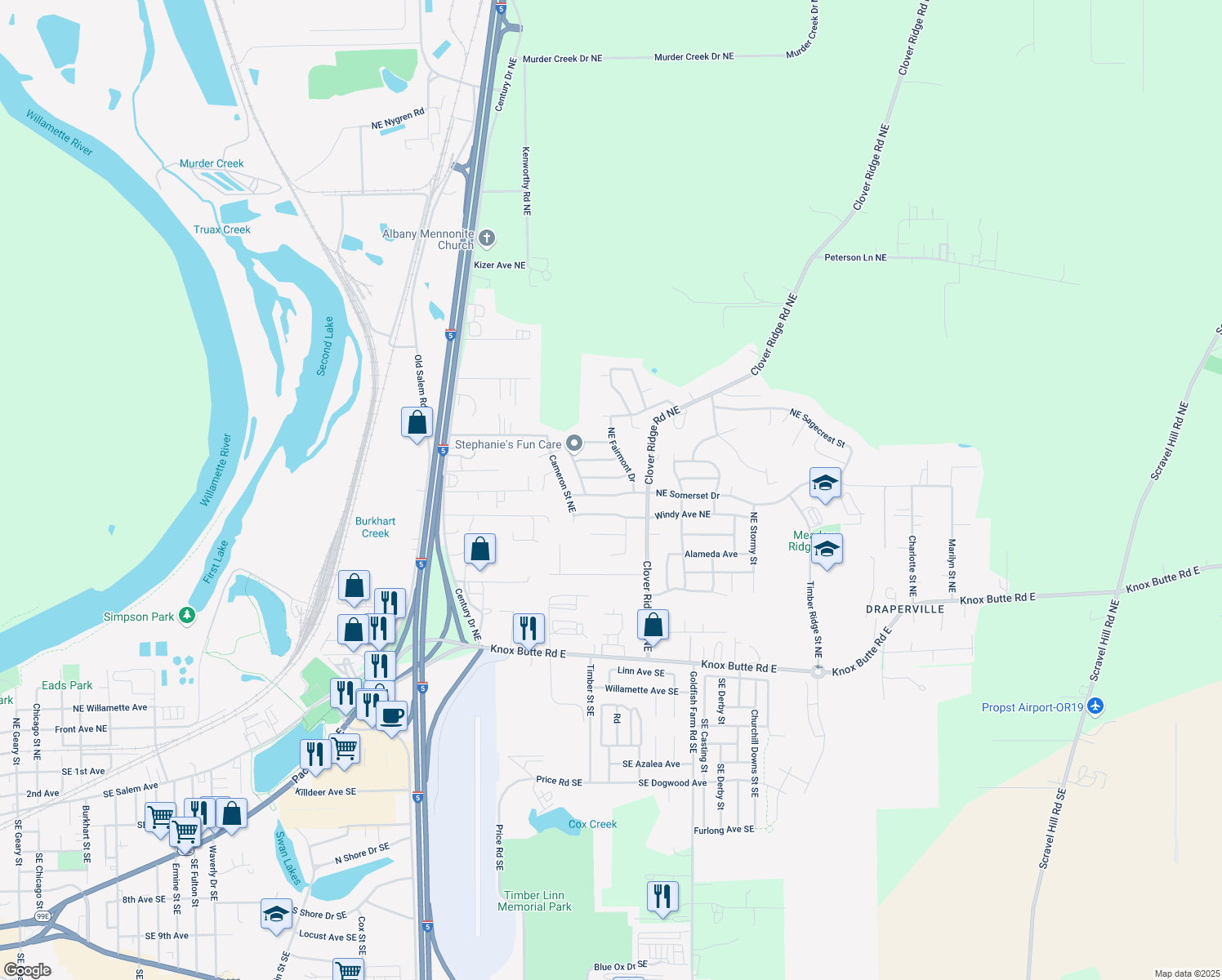 map of restaurants, bars, coffee shops, grocery stores, and more near 3837 Sommerset Avenue in Albany