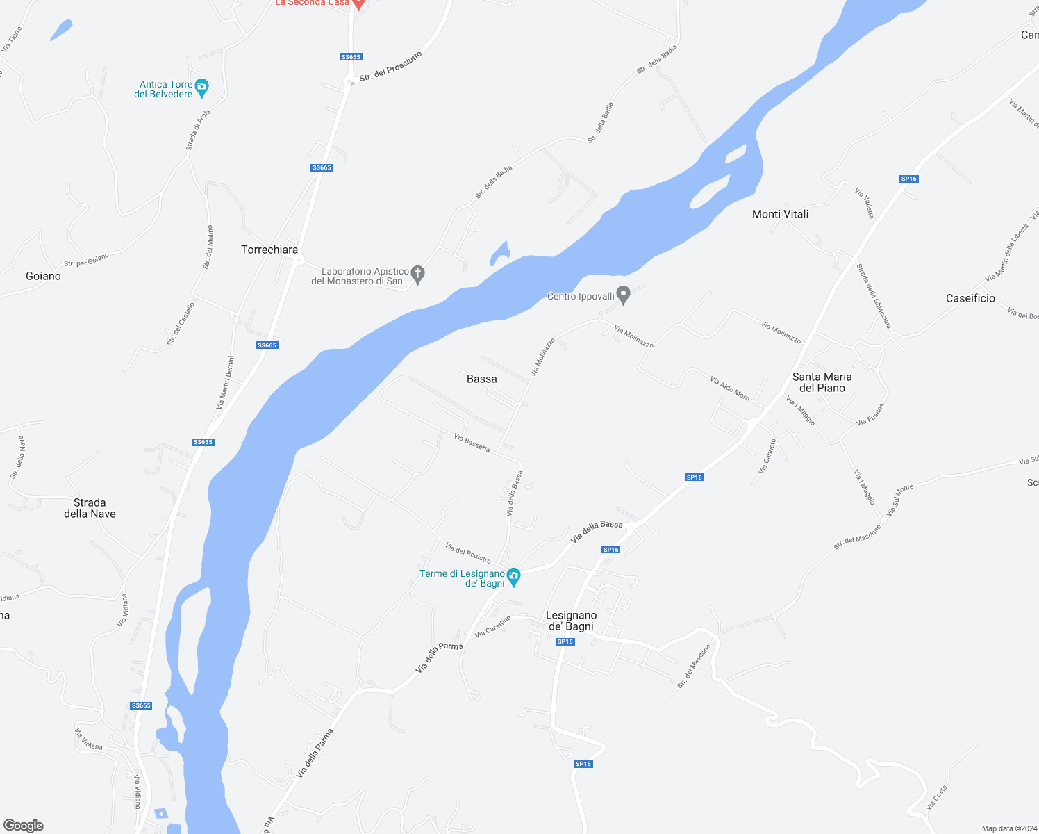 map of restaurants, bars, coffee shops, grocery stores, and more near 60 Via della Bassa in Bassa