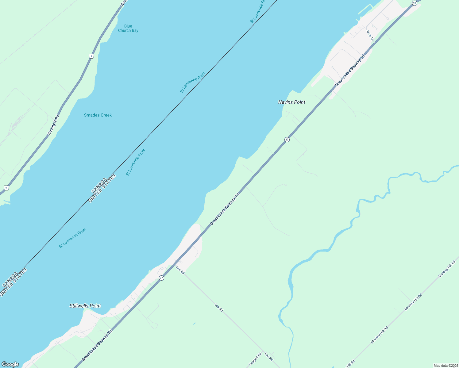 map of restaurants, bars, coffee shops, grocery stores, and more near 6465 Highway 37 in Ogdensburg