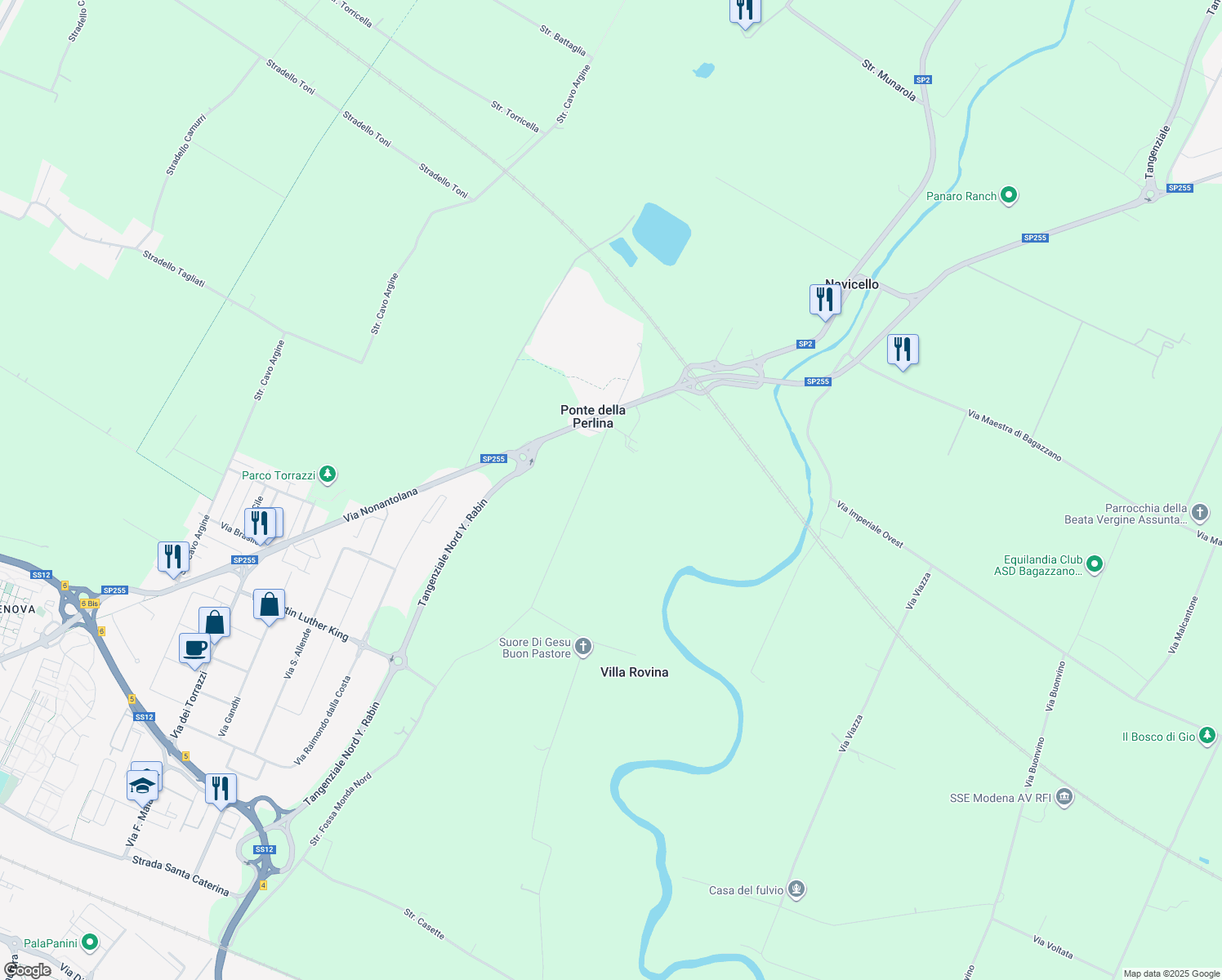 map of restaurants, bars, coffee shops, grocery stores, and more near 240 Strada Fossa Monda Nord in Provincia di Modena