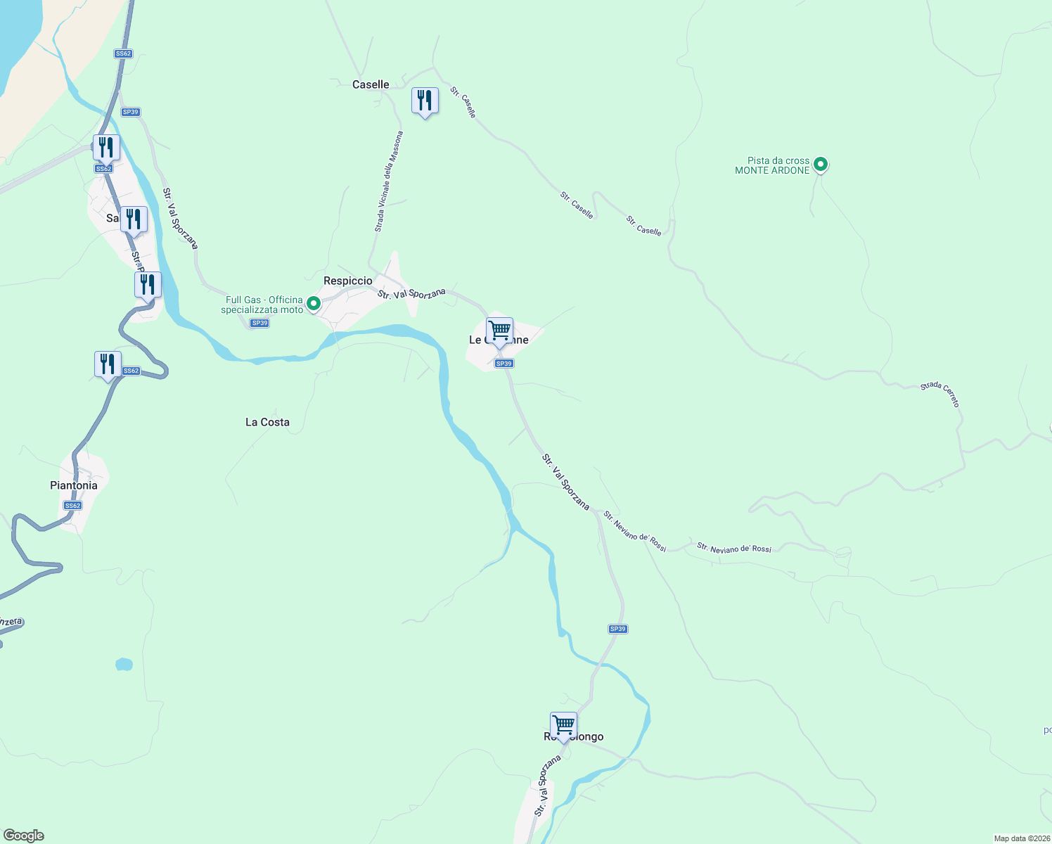 map of restaurants, bars, coffee shops, grocery stores, and more near 64 Strada Val Sporzana in Provincia di Parma