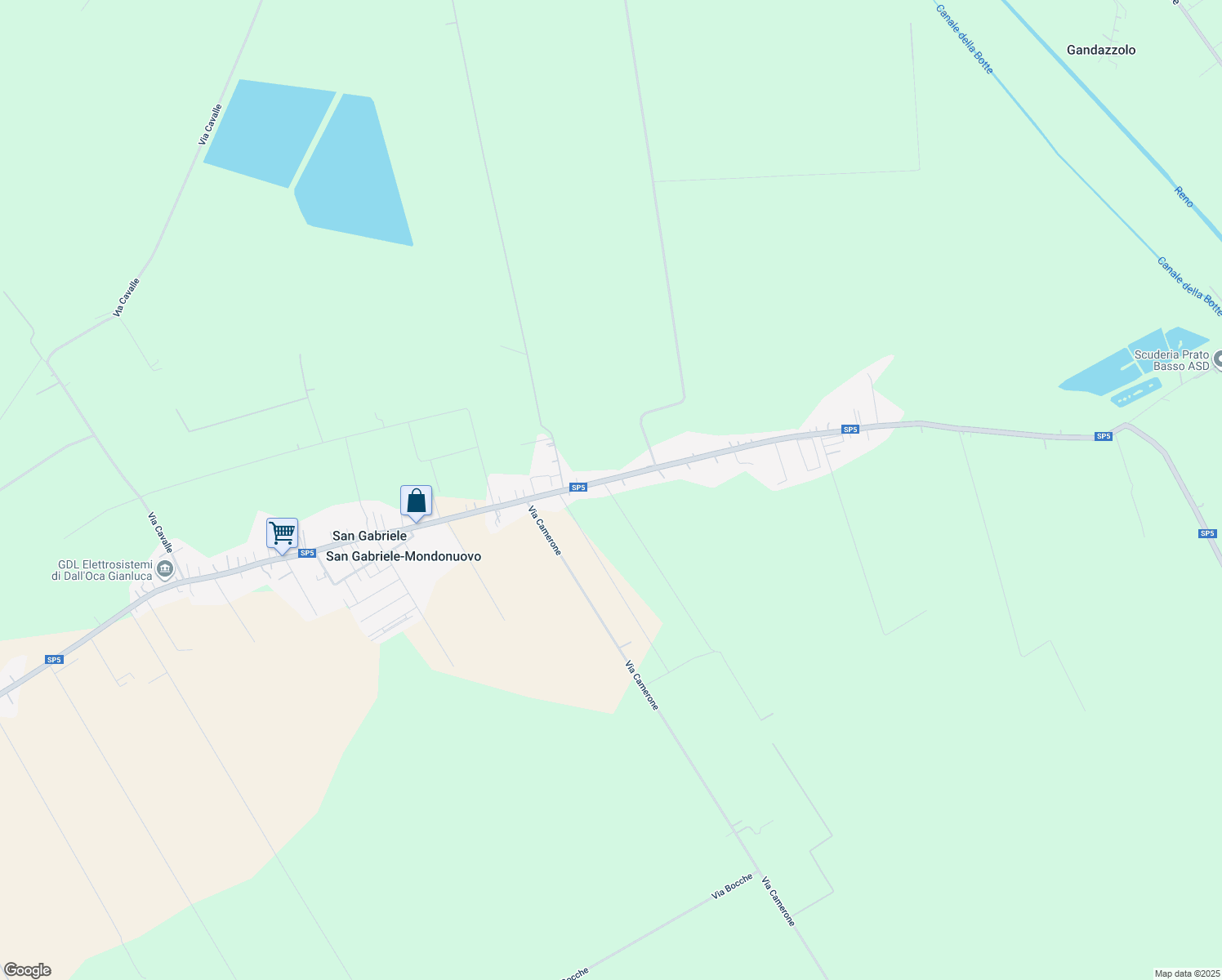 map of restaurants, bars, coffee shops, grocery stores, and more near 266 Via Savena Vecchia in Baricella