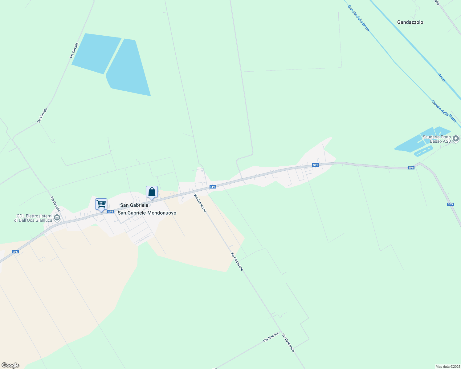 map of restaurants, bars, coffee shops, grocery stores, and more near 266 Via Savena Vecchia in Baricella
