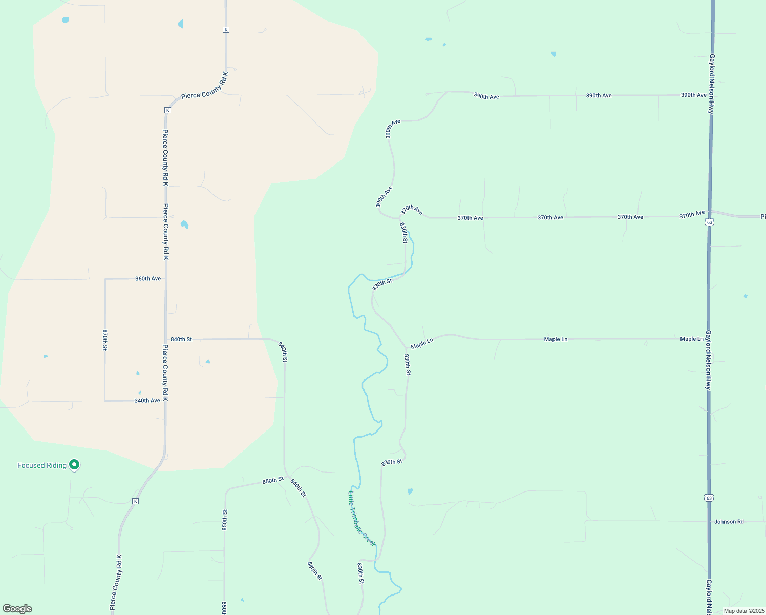 map of restaurants, bars, coffee shops, grocery stores, and more near 3586 830th Street in Hager City