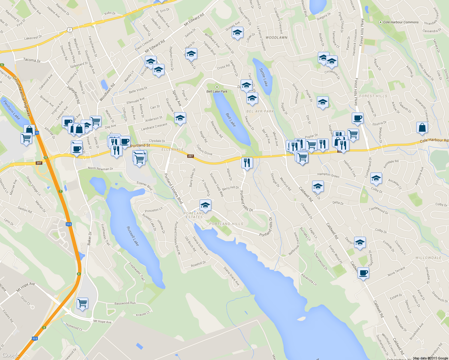 map of restaurants, bars, coffee shops, grocery stores, and more near 276 Summer Field Way in Dartmouth