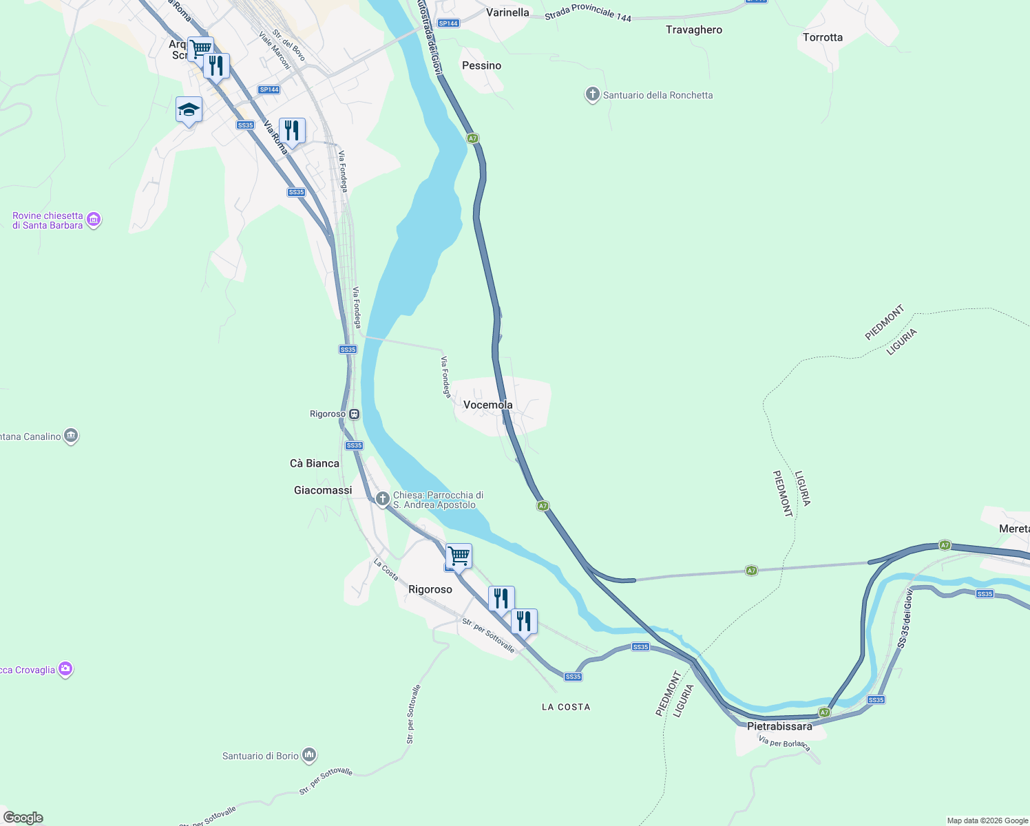 map of restaurants, bars, coffee shops, grocery stores, and more near 3 Via Castello in Vocemola