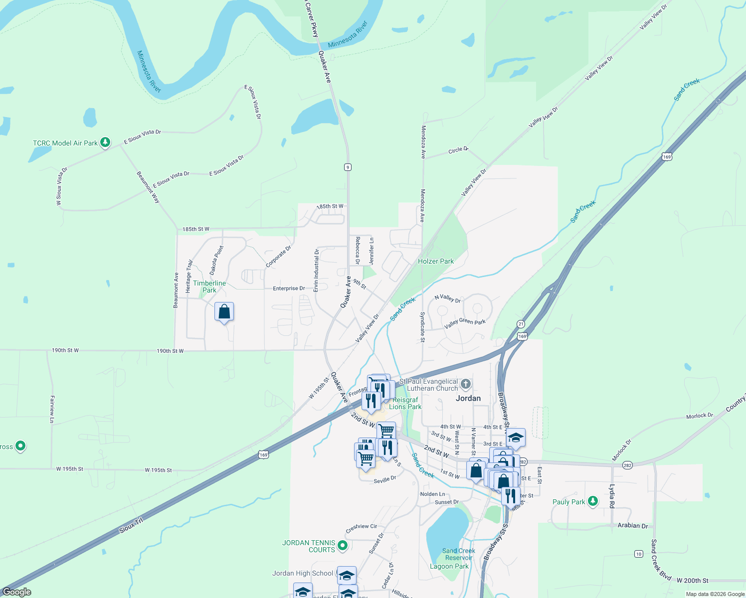 map of restaurants, bars, coffee shops, grocery stores, and more near 239 Hooper Street in Jordan