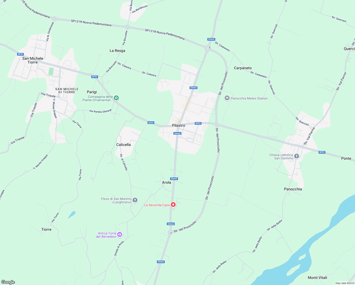 map of restaurants, bars, coffee shops, grocery stores, and more near 27 Strada statale 665 Massese in Pilastro