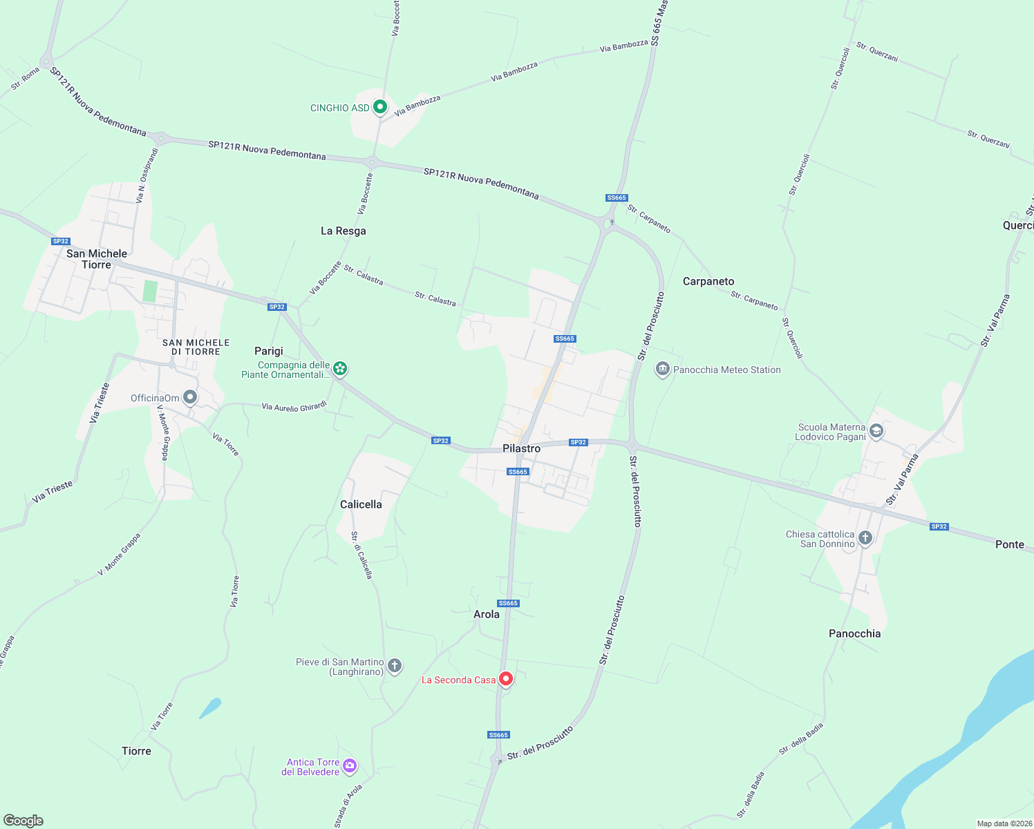 map of restaurants, bars, coffee shops, grocery stores, and more near 11 Via Cavaillon in Pilastro