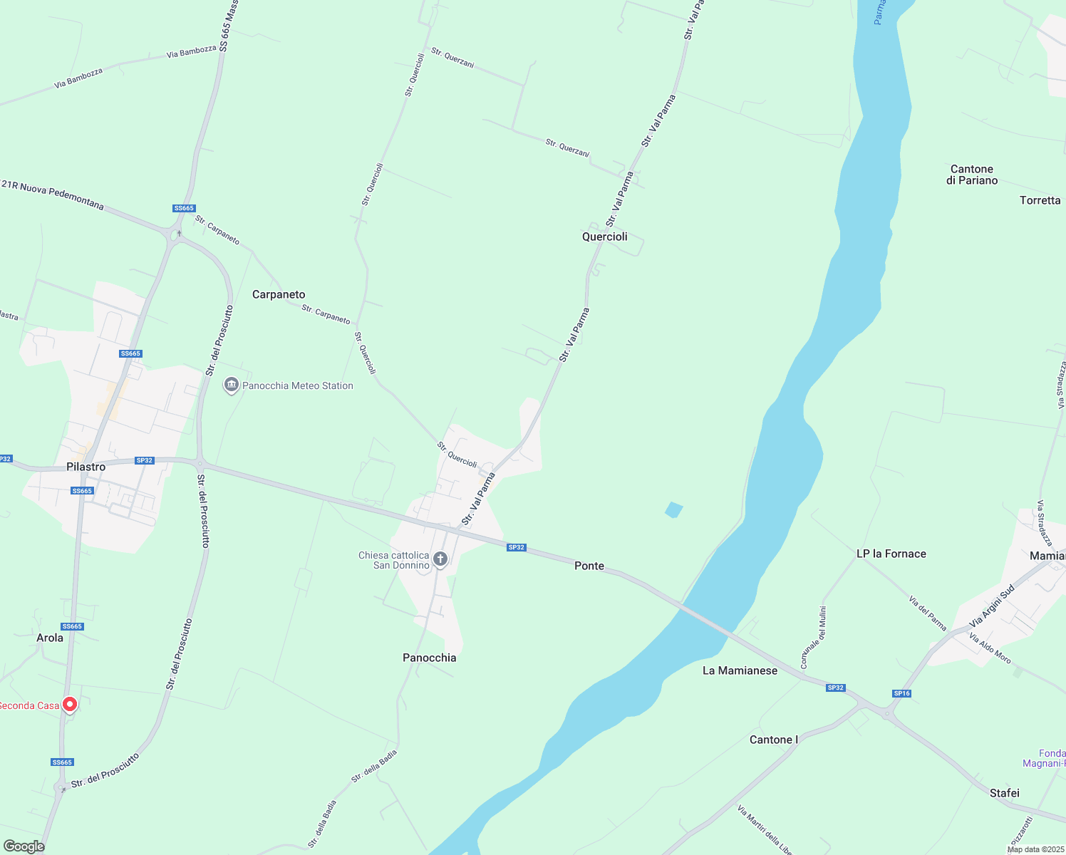 map of restaurants, bars, coffee shops, grocery stores, and more near 176 Strada Val Parma in Parma