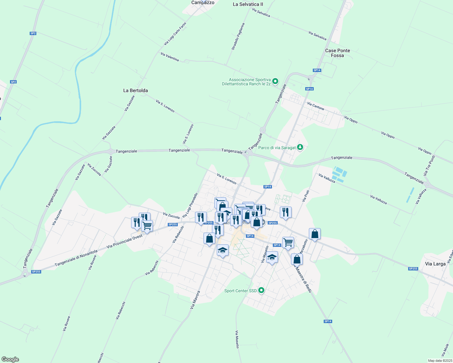 map of restaurants, bars, coffee shops, grocery stores, and more near 9 Via Elsa Morante in Modena