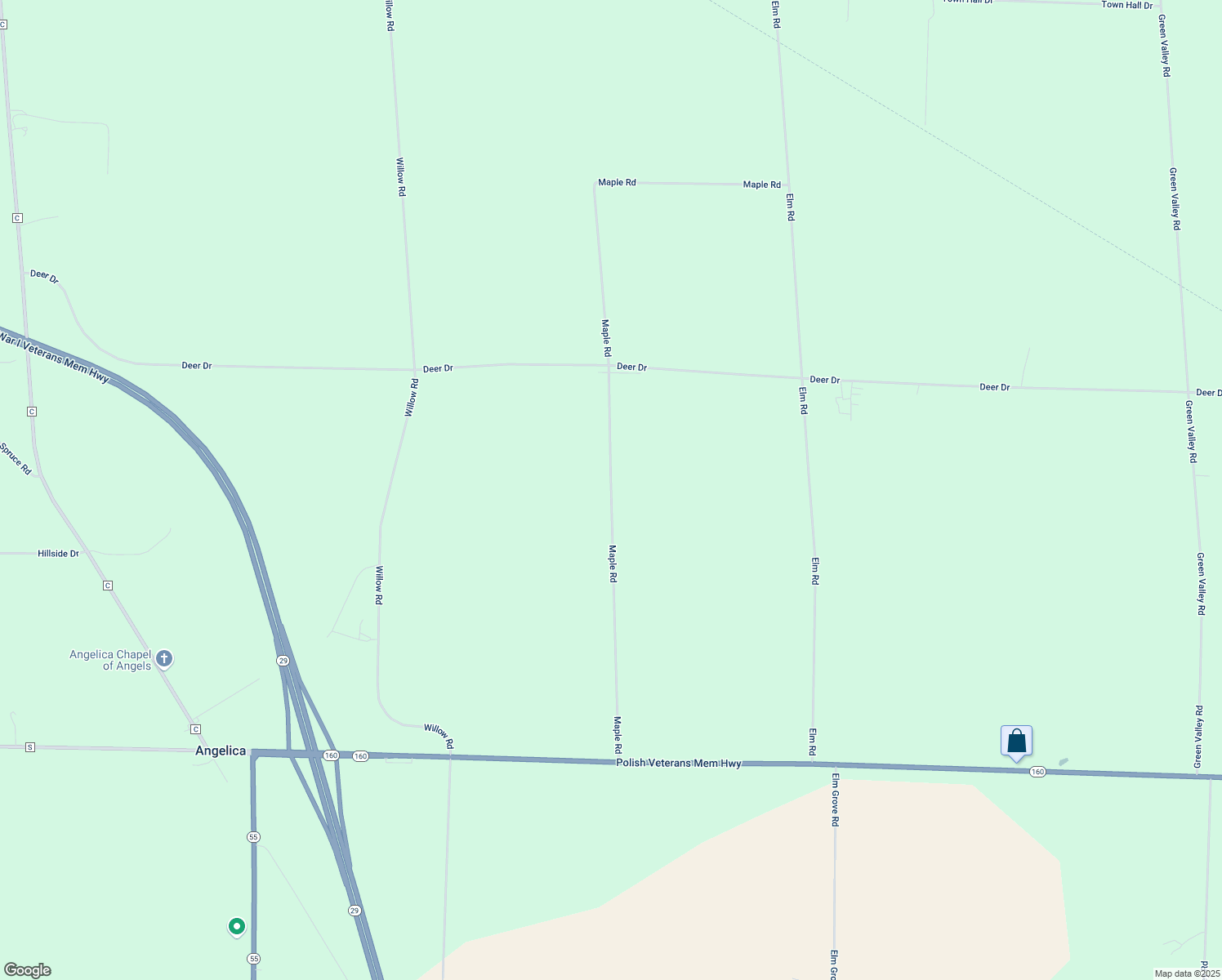 map of restaurants, bars, coffee shops, grocery stores, and more near Maple Road in Pulaski