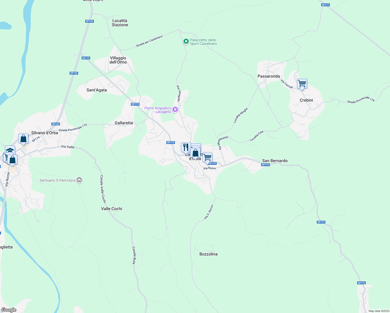 map of restaurants, bars, coffee shops, grocery stores, and more near in Castelletto d'Orba